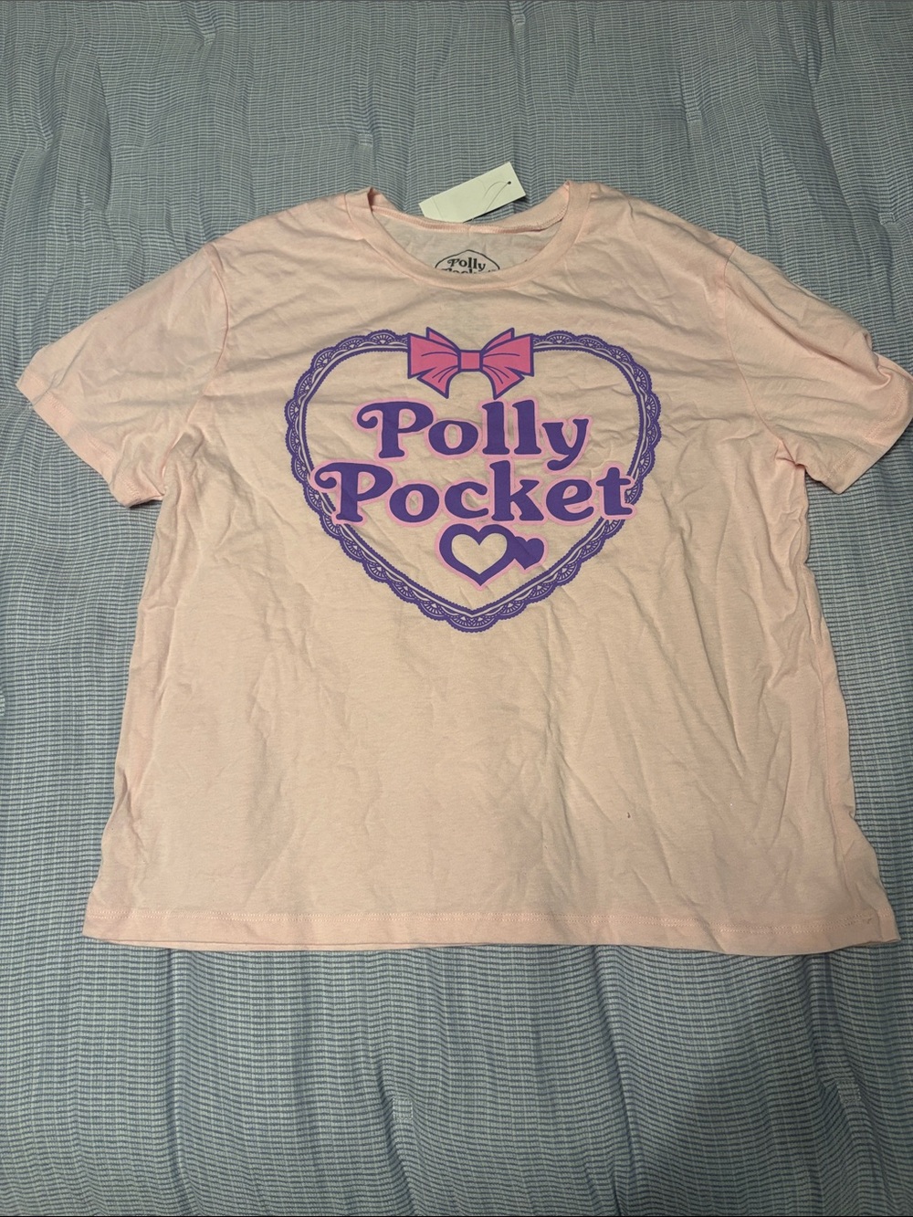 Hybrid Apparel Pink Polly Pocket Graphic Tee with Purple Heart Logo